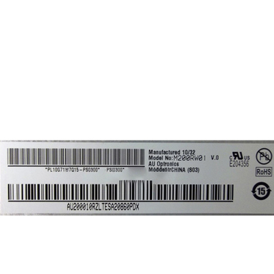 AUO 20&quot; M200RW01 V0 TN, normalerweise weiße, Transmissive LCD-BILDSCHIRM Anzeige